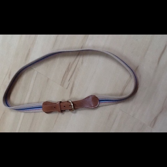 Canvas and Leather Striped Belt - Picture 1 of 7